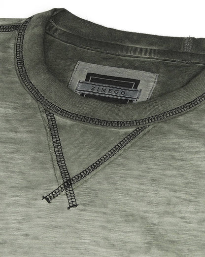 Men's Long Sleeve Crew Neck Vintage Garment Wash T-Shirt