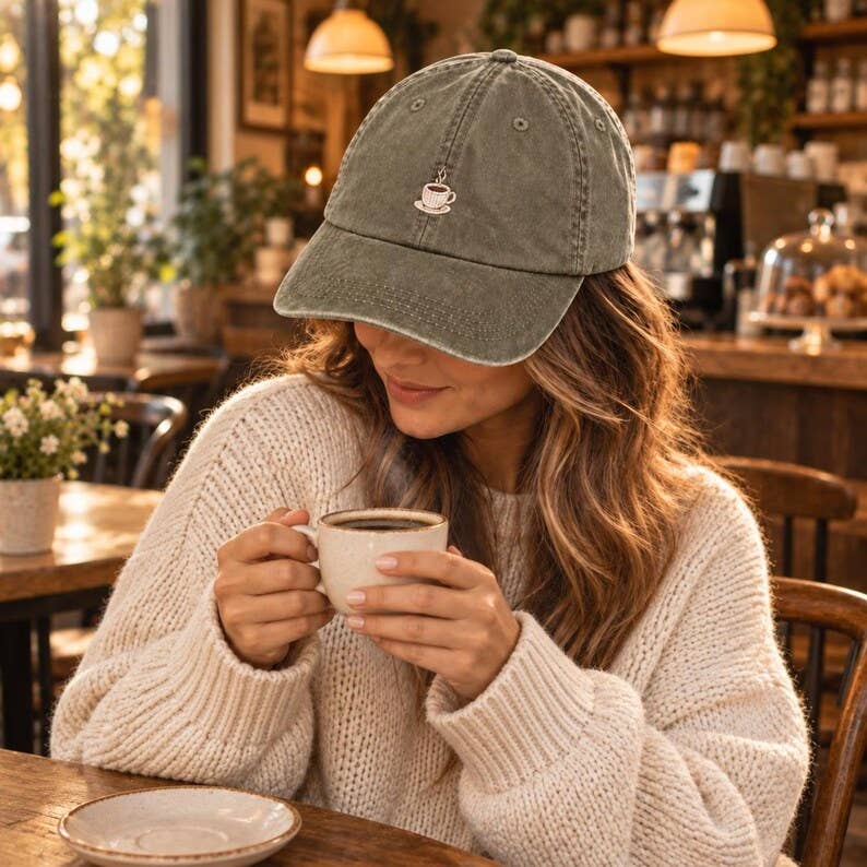 Coffee Cup Olive Dad Hat
