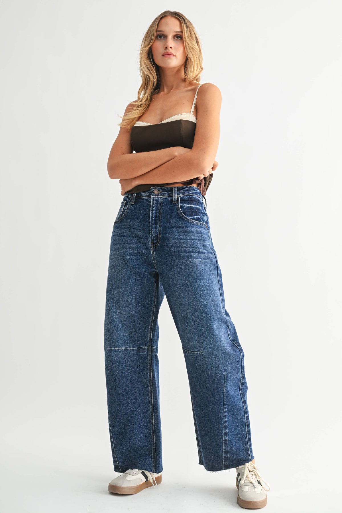 TIKTOK FAMOUS-Raw Hem Barrel Jean w/ Seams
