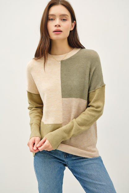 Oversized Cozy Color Block Sweater