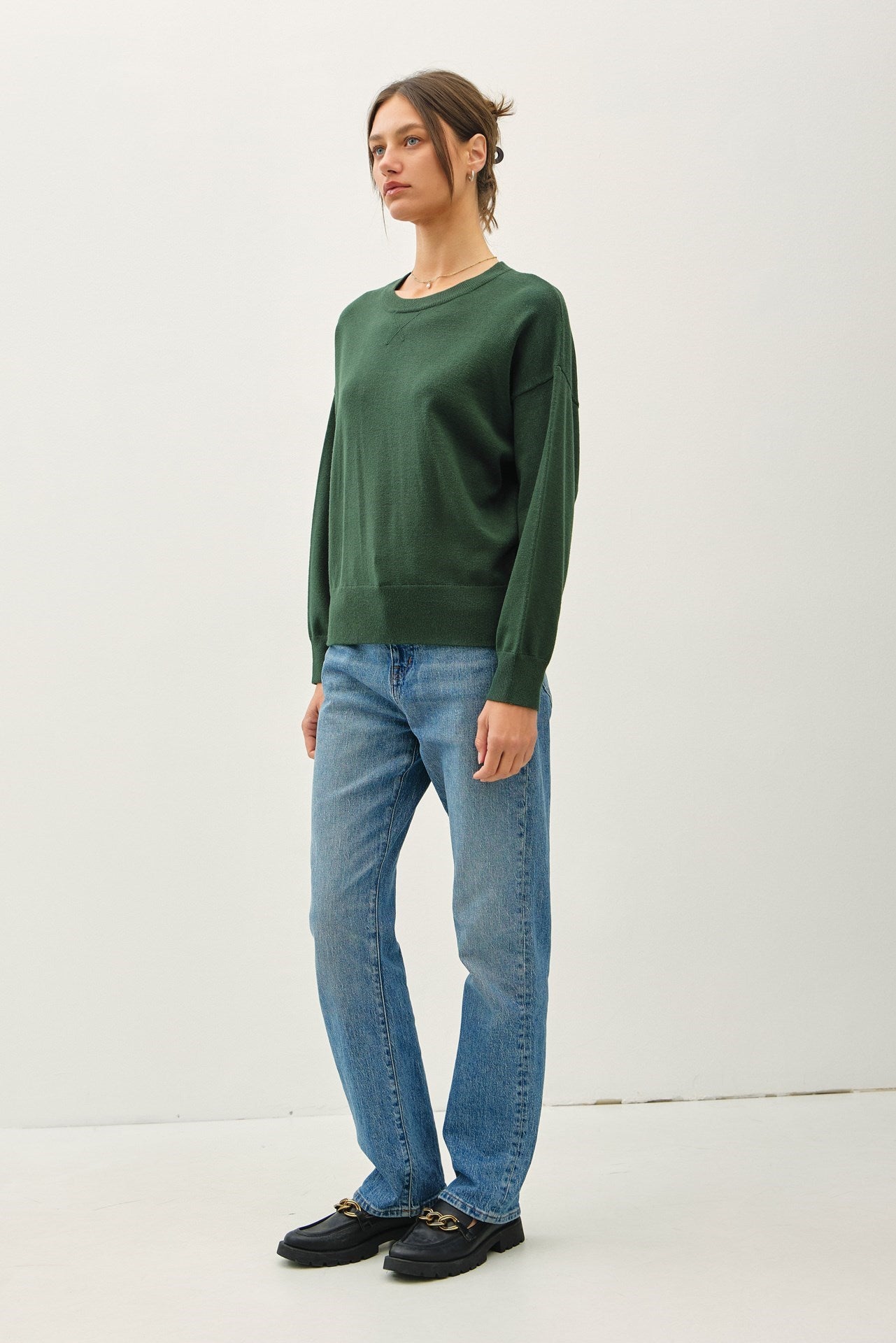 Hunter Green Crew Neck Knit