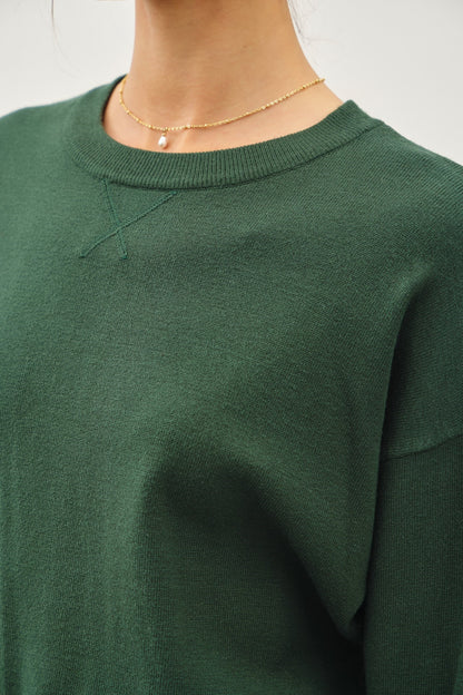 Hunter Green Crew Neck Knit