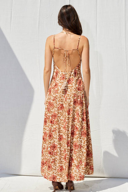 Floral Open Back Maxi Dress