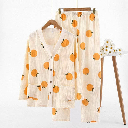 Fruit And Gingham Print Pajama Set