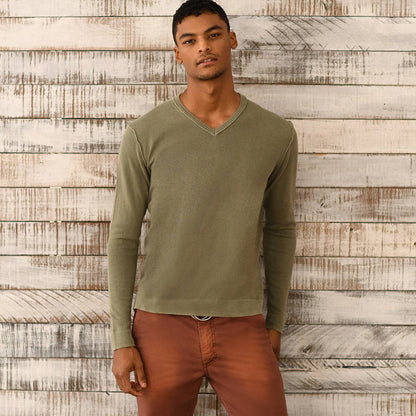 Greyson Cotton V Neck Sweater