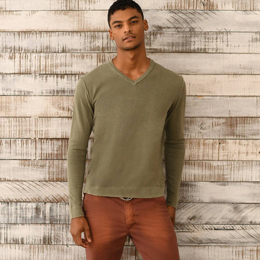 Greyson Cotton V Neck Sweater