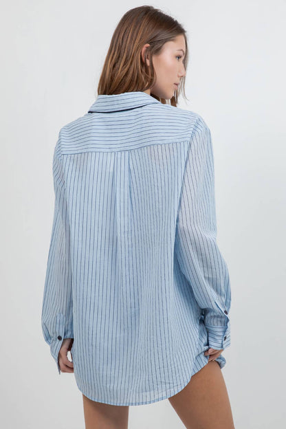 Pinstripe Button Up With Tie