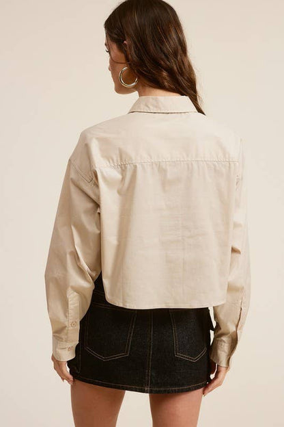 Classic Button-Down Cropped Shirt