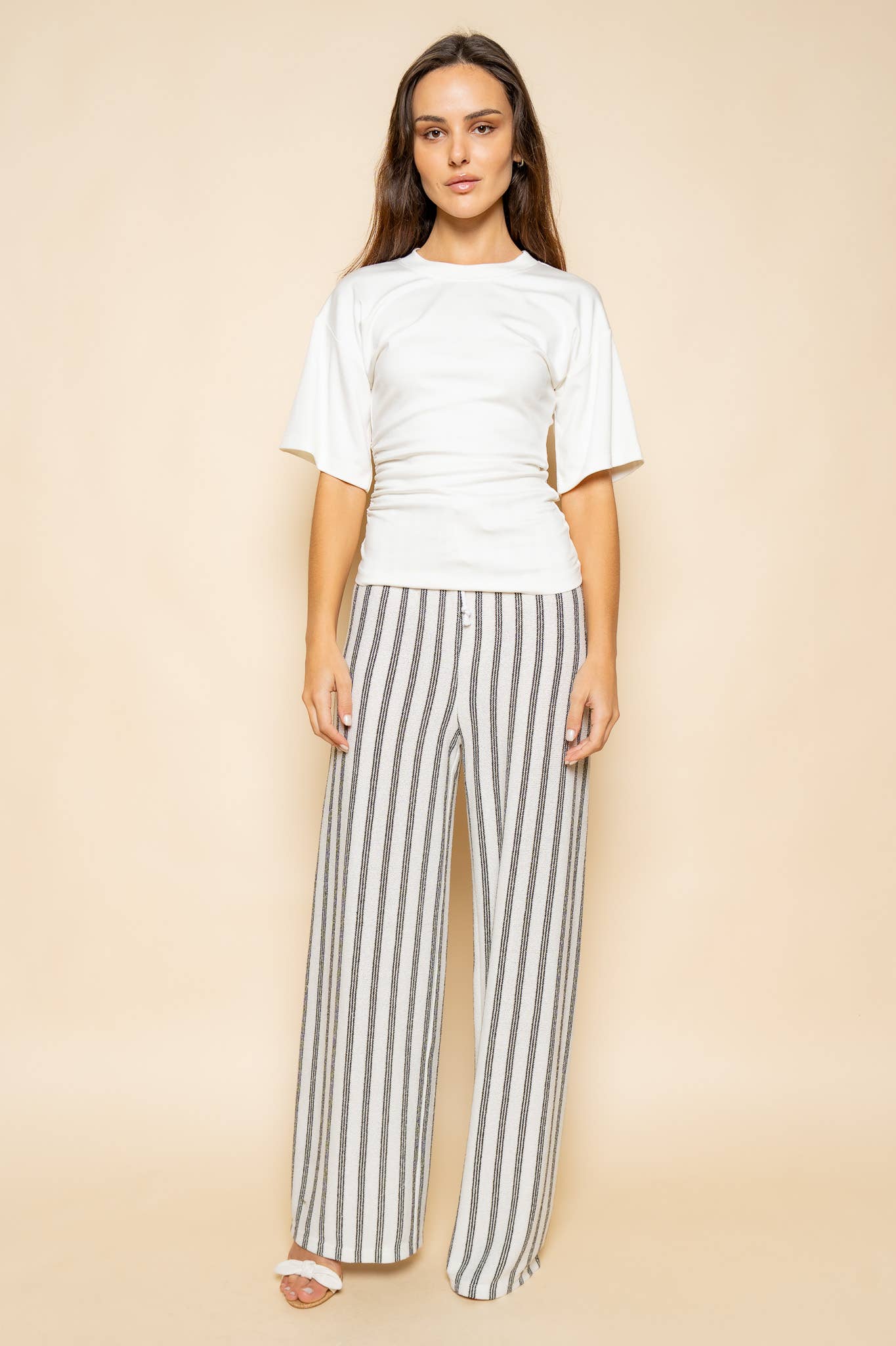 The Ruched Edit — White Side-Ruched Tee