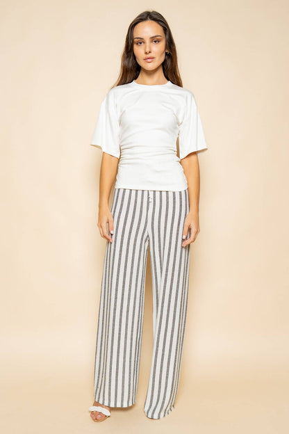 The Ruched Edit — White Side-Ruched Tee