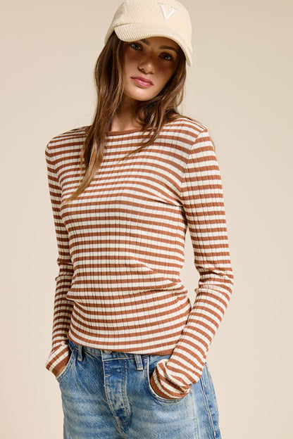Ribbed Knit Striped Top