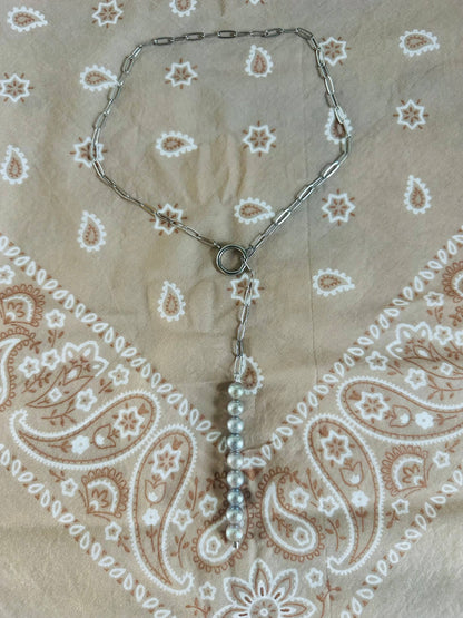 Silver Pearl Drop Necklace