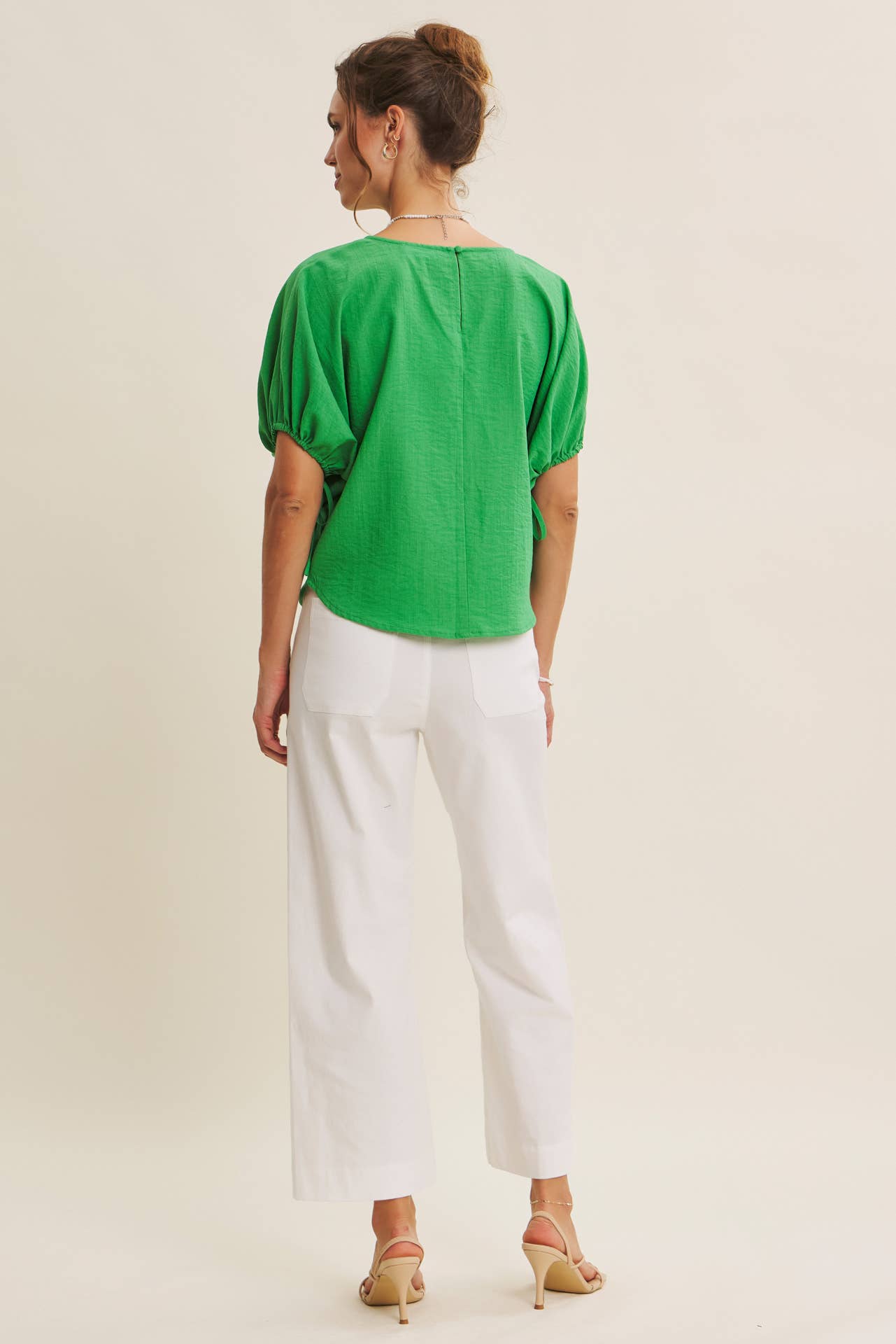 Crinkled Ruched Dolman Blouse