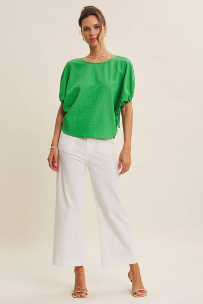 Crinkled Ruched Dolman Blouse