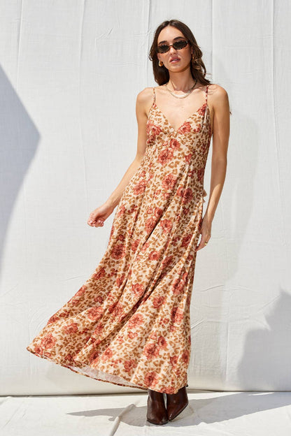 Floral Open Back Maxi Dress