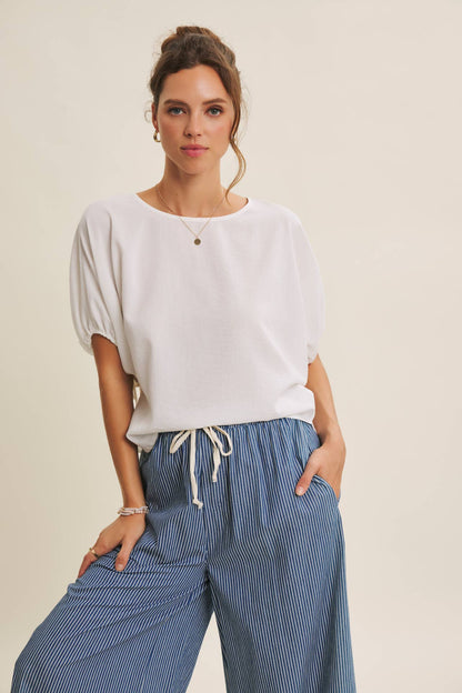 Crinkled Ruched Dolman Blouse