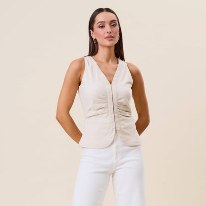 Sleeveless Shirred Top