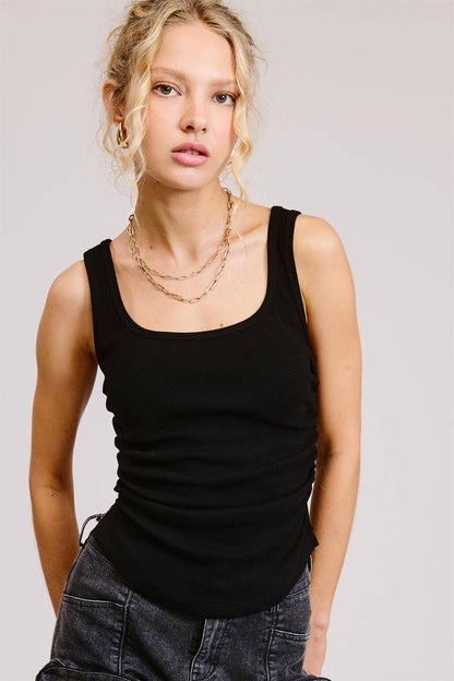 Ruched Ribbed Tank Top