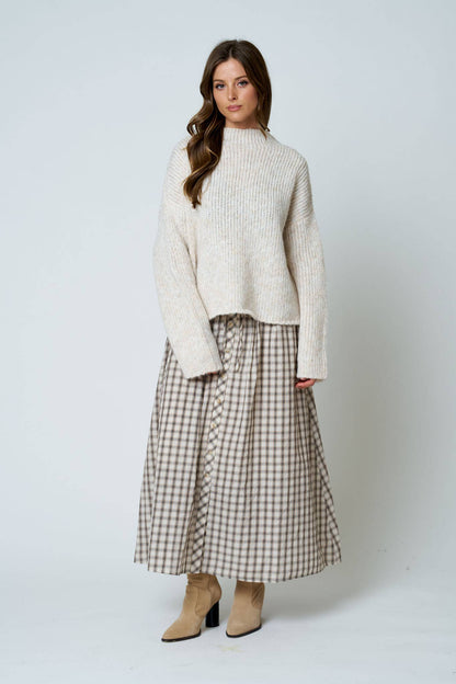 PLAID MIDI SKIRT