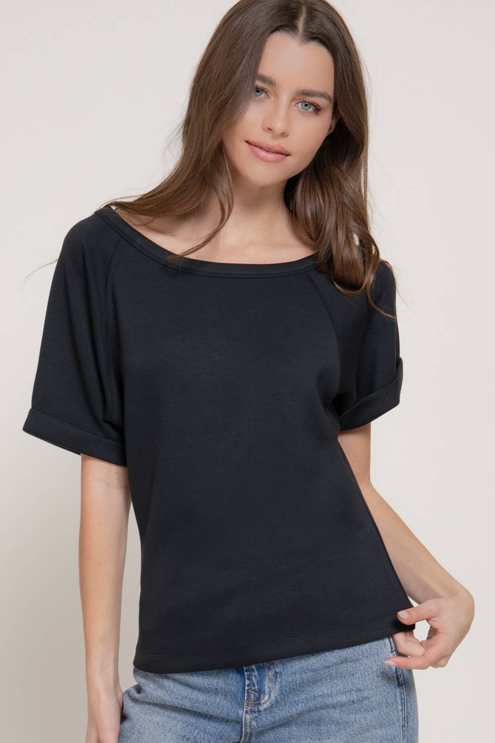 Off-Shoulder Modal Scuba Top