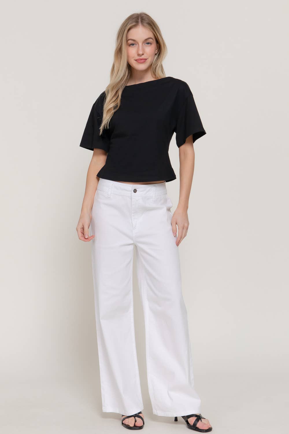 Boat Neck Silhouette Cotton Knit Top