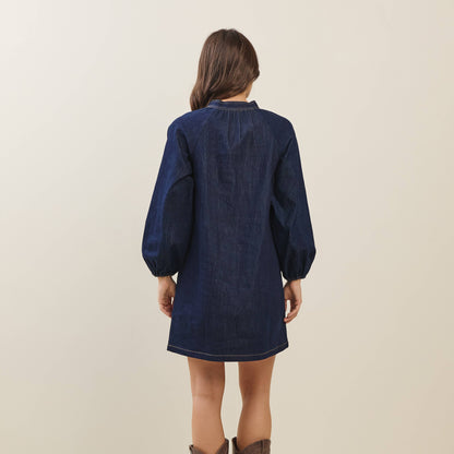 Bow denim mini dress