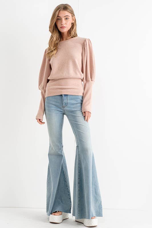Brushed Puff Sleeve Top