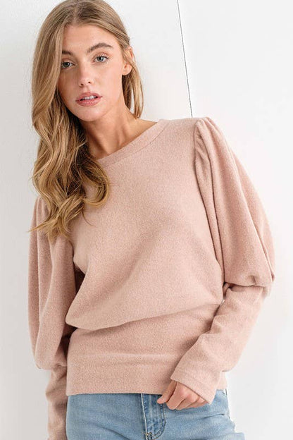 Brushed Puff Sleeve Top