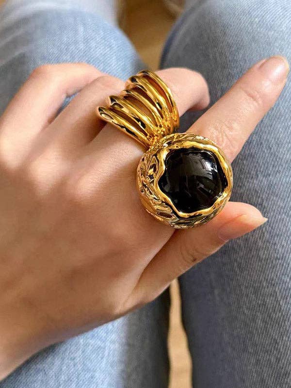 Large Black Stone Ring