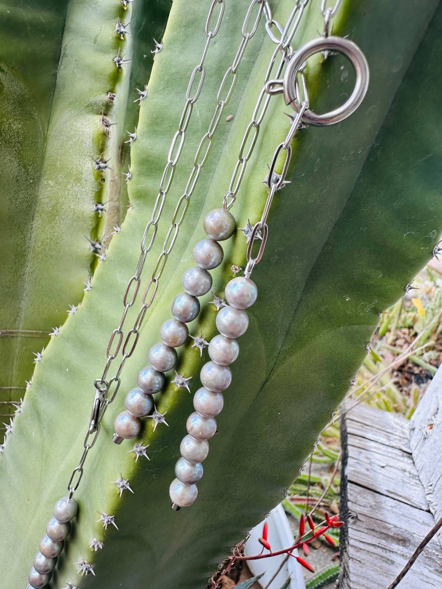 Silver Pearl Drop Necklace