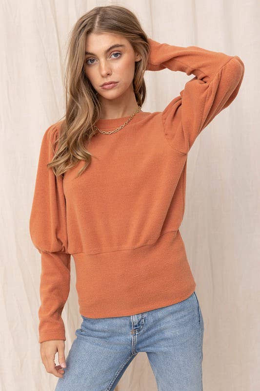 Brushed Puff Sleeve Top