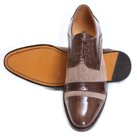 Leather Textile Derby Style Men Dress Shoes