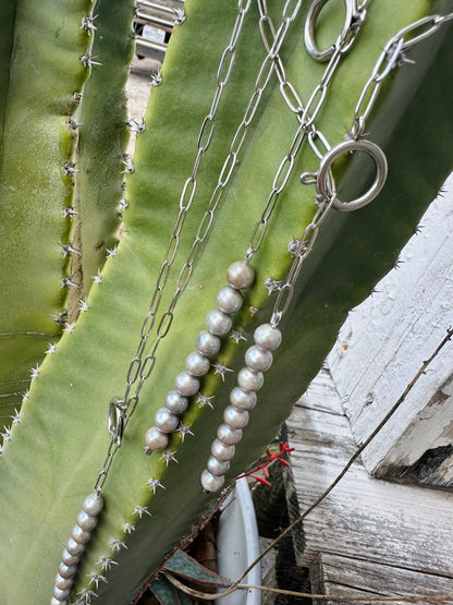 Silver Pearl Drop Necklace