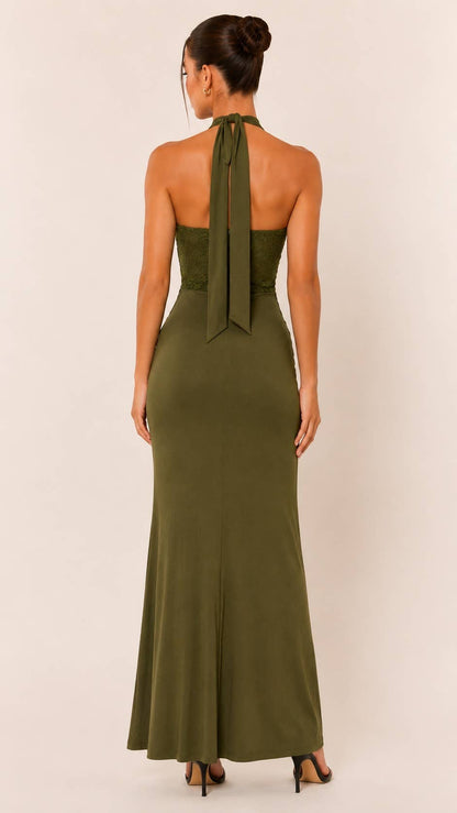 HALTER CONTRAST MAXI DRESS