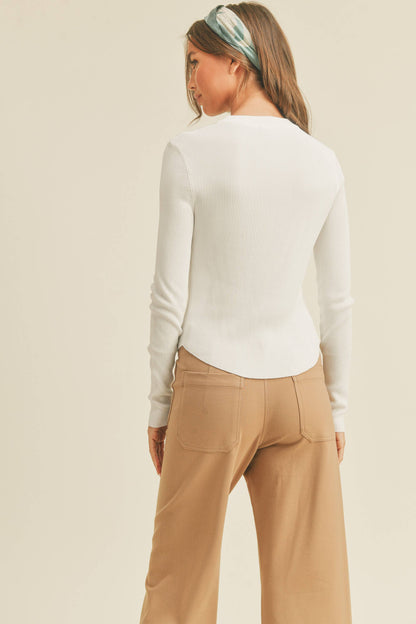 RIBBED LONG SLEEVE BASIC TOP