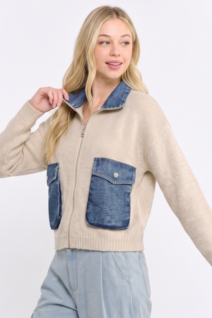 Bobbi Denim Sweater Jacket