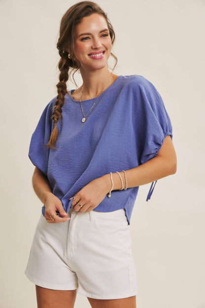 Crinkled Ruched Dolman Blouse