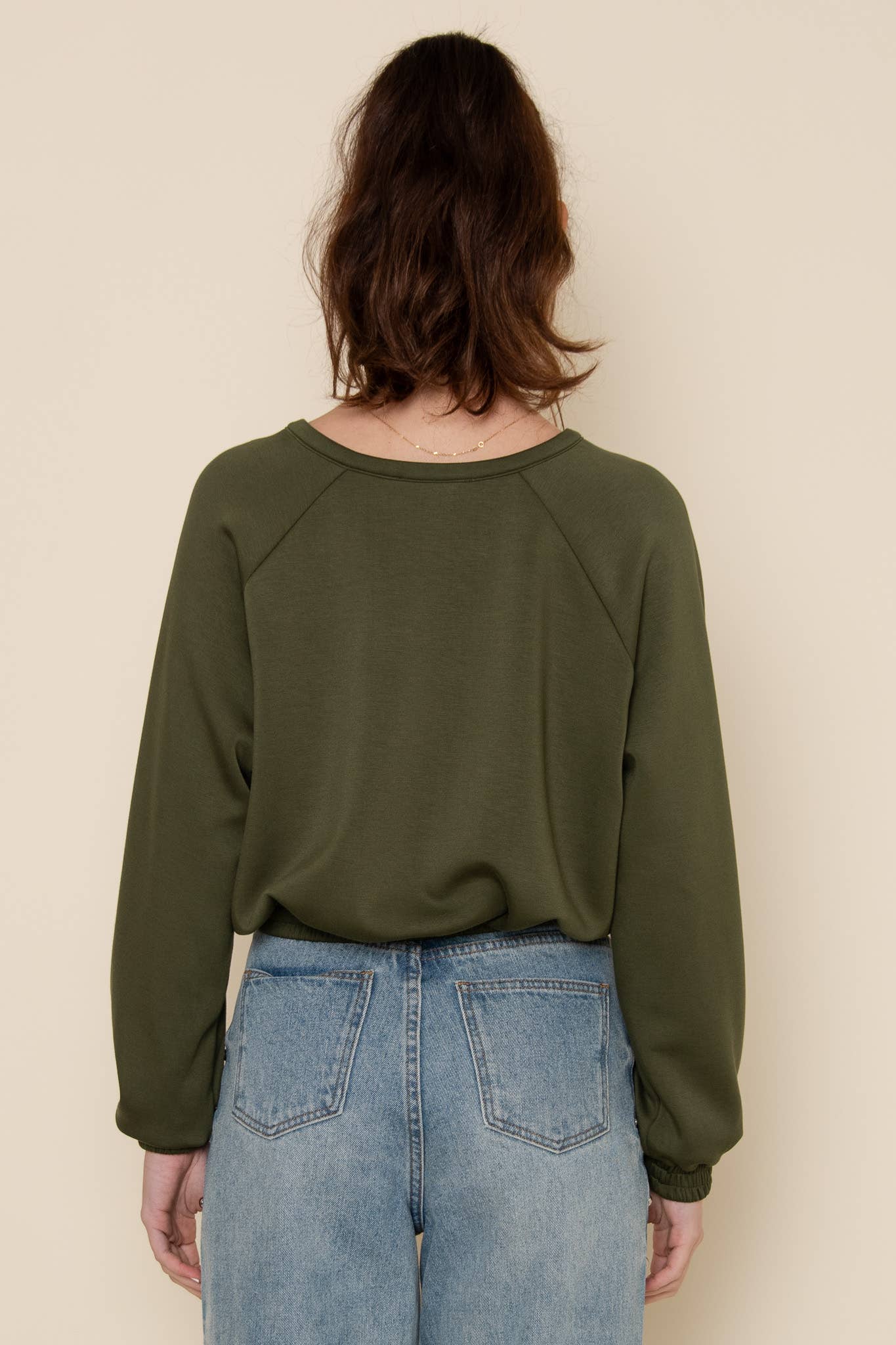 Claire Olive V-Neck Modal Top