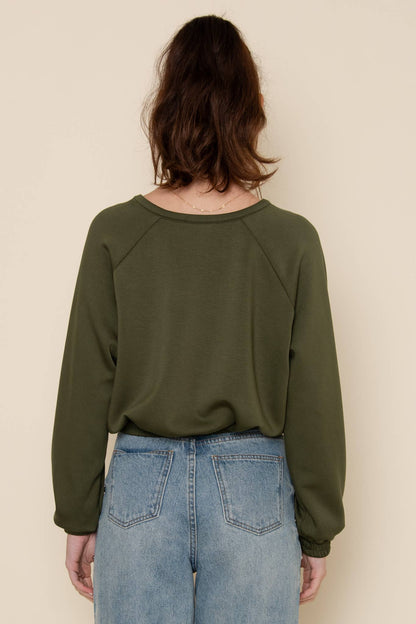 Claire Olive V-Neck Modal Top