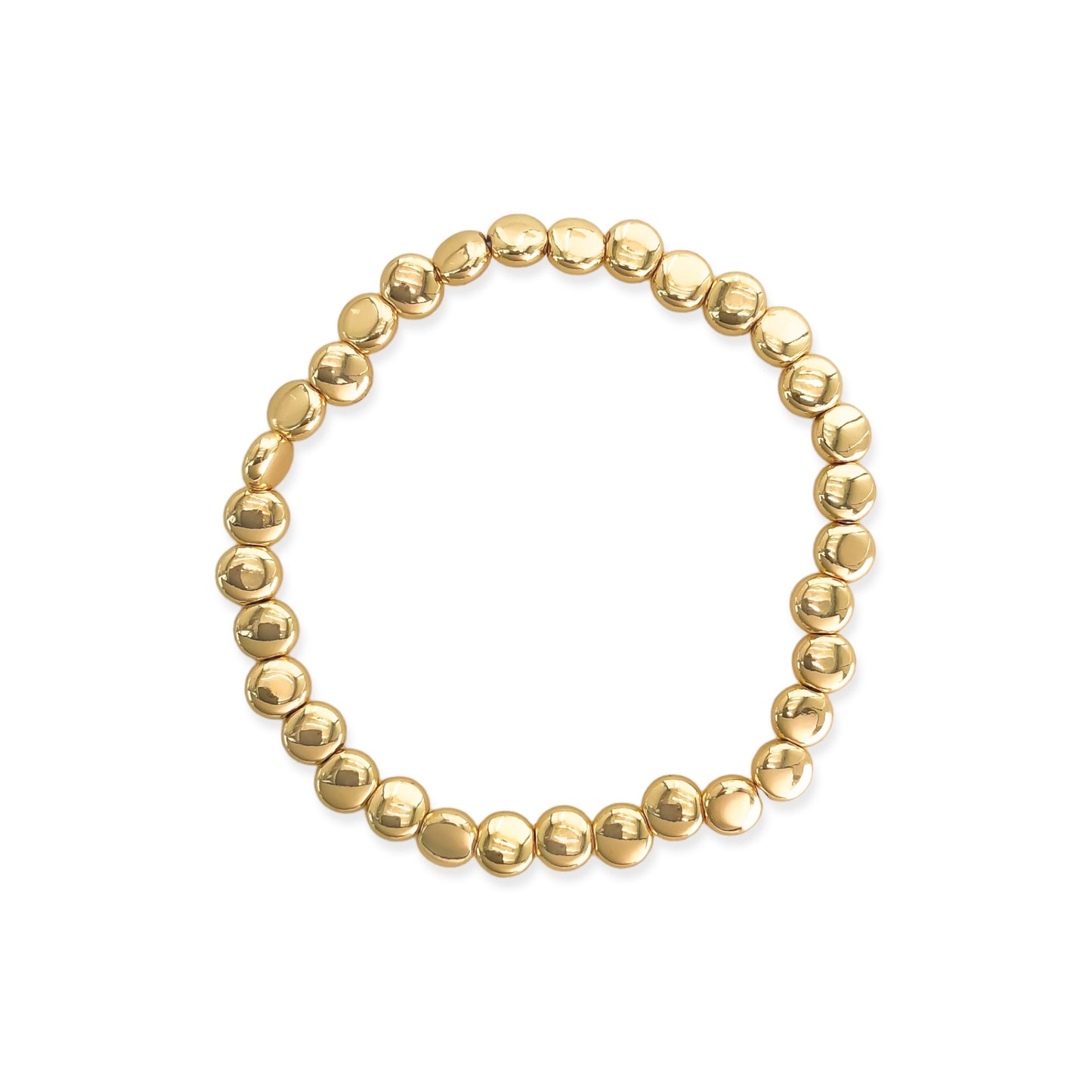 Stackable Gold Flat Beaded Bracelet