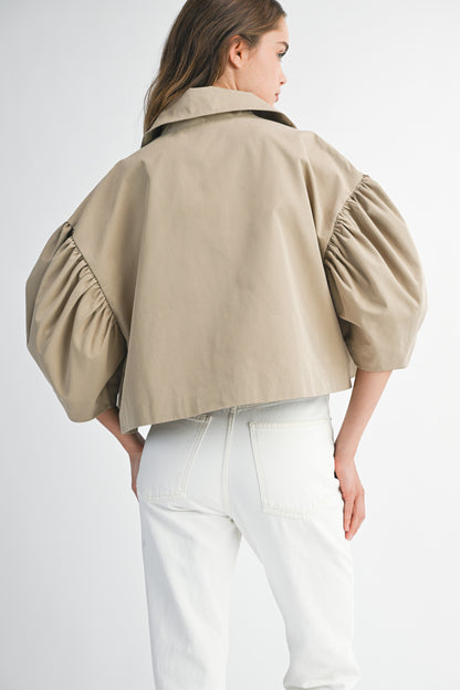 Puffed Sleeve Peter Pan Collar Crop Trench