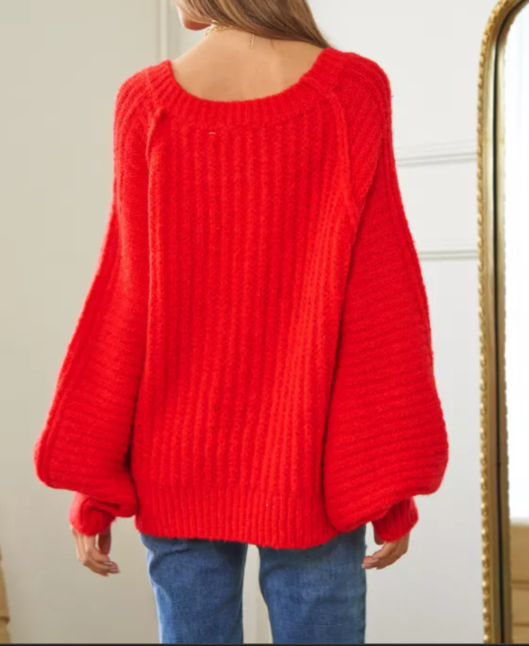 Tomato Fuzzy Textured Sweater Dropped Shoulder Available in PLUS SIZE