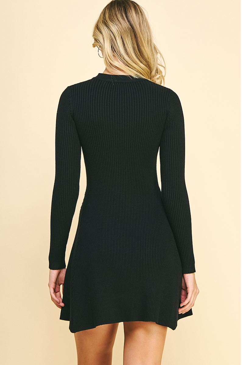 Fitted Mini Black Sweater Dress