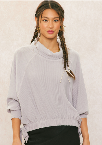 Turtleneck Ribbed Top Relaxed Fit