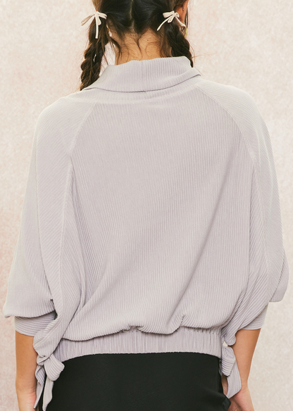 Turtleneck Ribbed Top Relaxed Fit