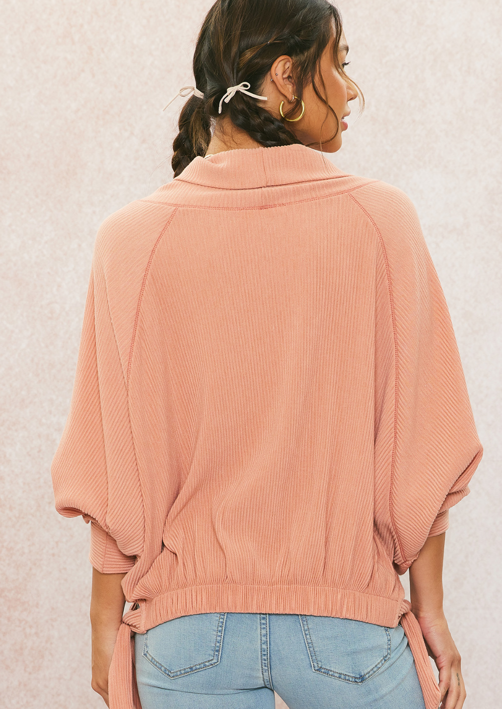 Turtleneck Ribbed Top Relaxed Fit