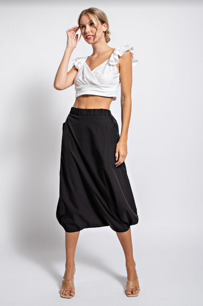 Midi Bubble Hem Pant Skirt