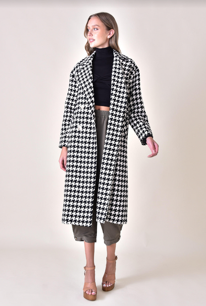 Houndstooth Full Length Coat