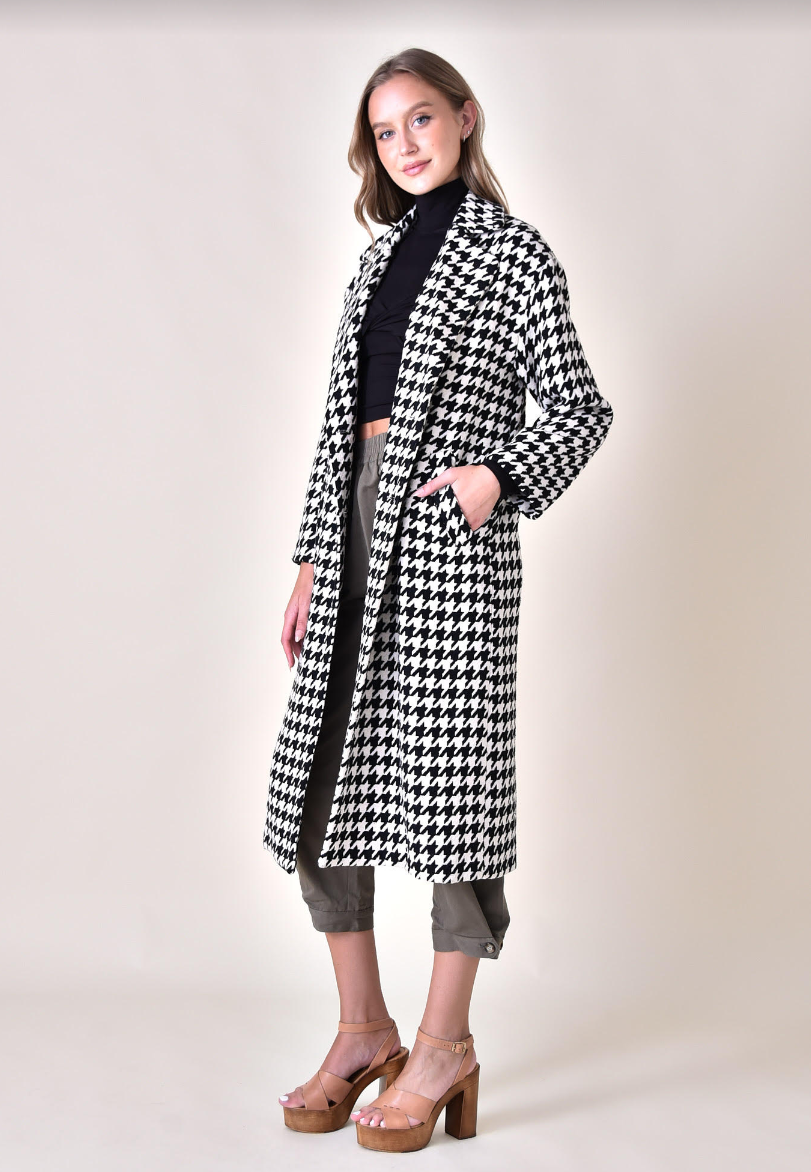 Houndstooth Full Length Coat