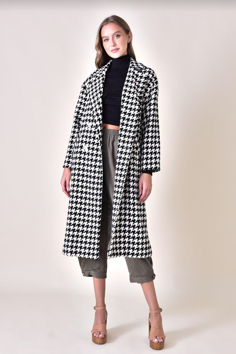 Houndstooth Full Length Coat